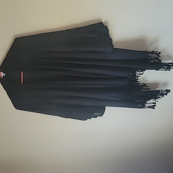 Fringe EmbellishCardigan Gothic Glam Witchy Waterfall Sweater Long Sleeves  SZ1X - Picture 5 of 12